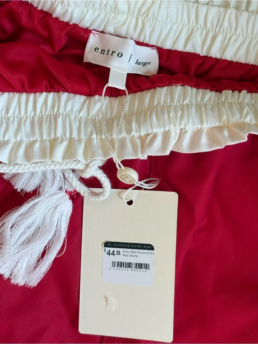 entro Red Short-Sleeve Two-Piece Set with White Trim